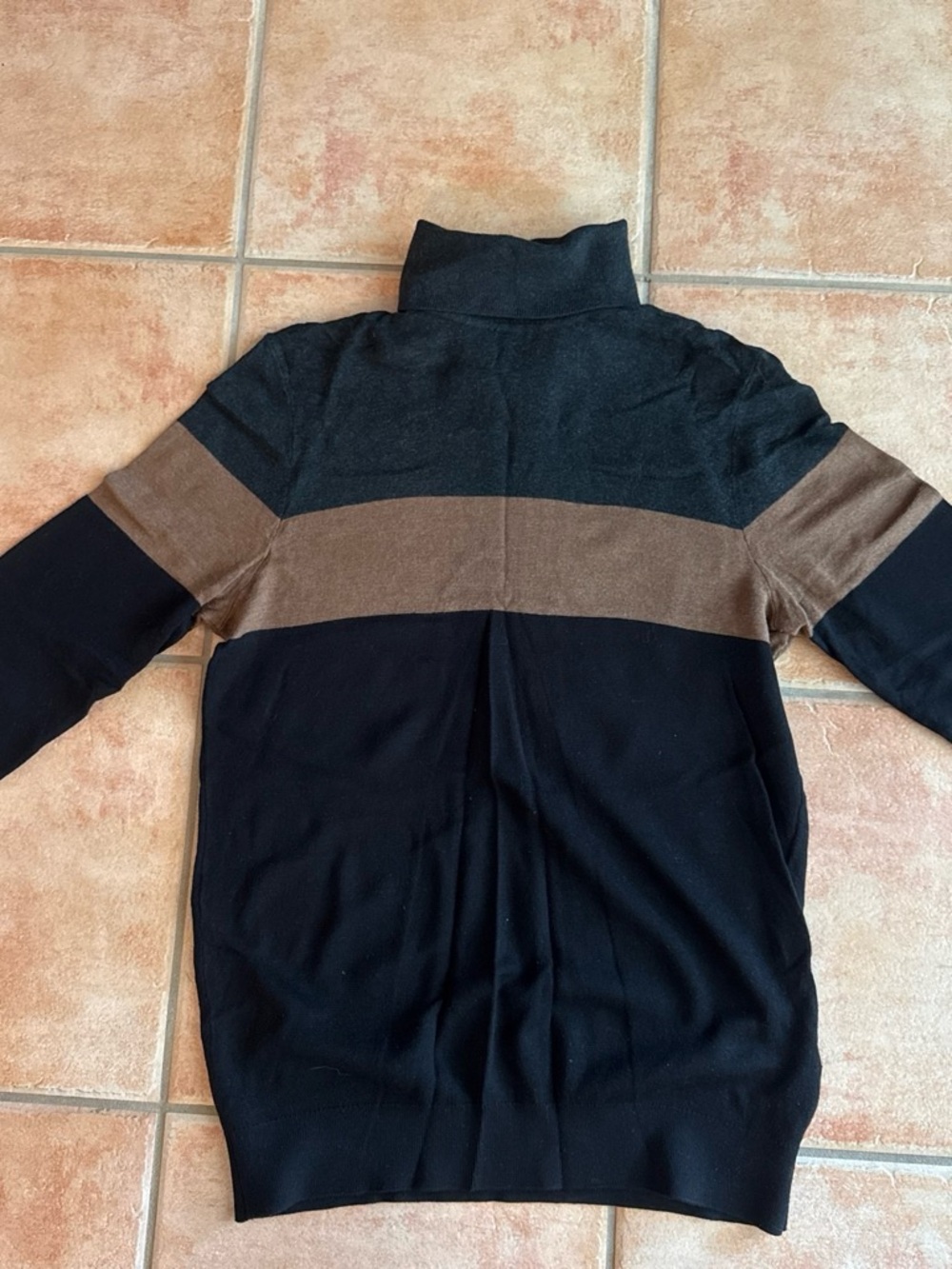 H&M Black and Brown Colorblock Men's Turtleneck Sweater
